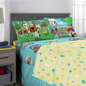 Animal Crossing Happy Campers Kids Full Sheet Set Multicolor 4 Piece Set NIP